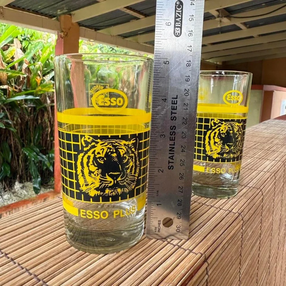 Vintage Esso Tiger Glasses Set of 2 Puerto Rico Promo‎ 1970s
